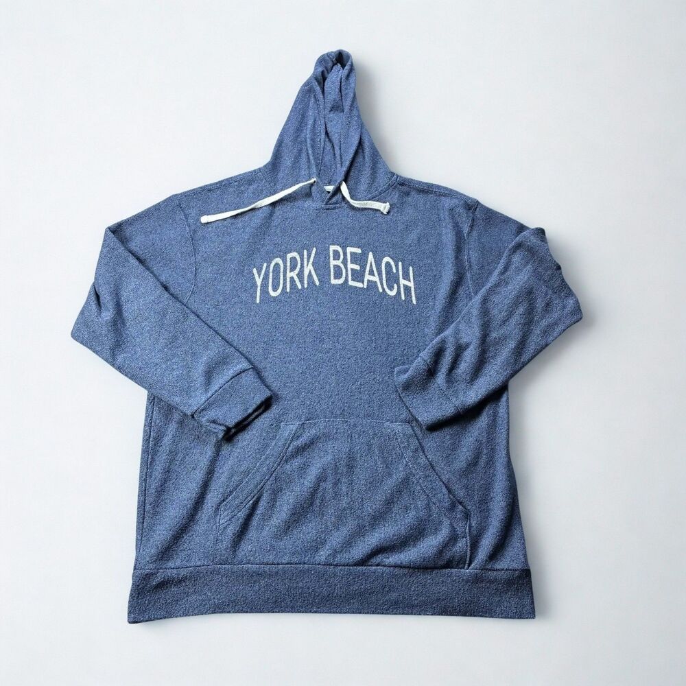 MV Sport Hoodie Mens XL Blue York Beach Maine ME Pullover Sweatshirt Coastal
